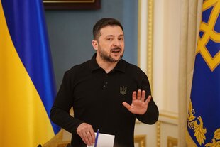 Wolodymyr Selenskyj auf einer Pressekonferenz